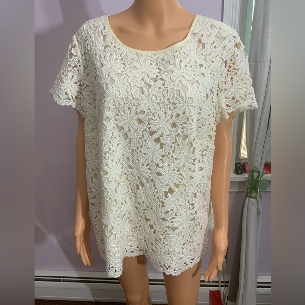 Talbots 16W Women's Cream Lace Top